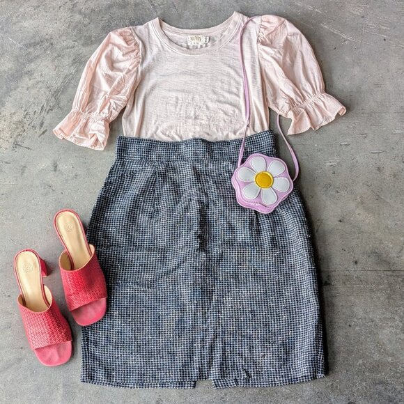 Vintage Tomboy Black and White Houndstooth Plaid Mini Skirt - Picture 1 of 8